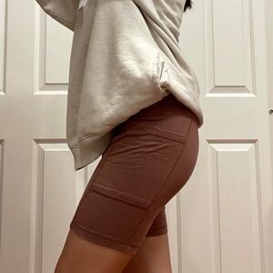 Pink-ish brown high-waisted biker shorts